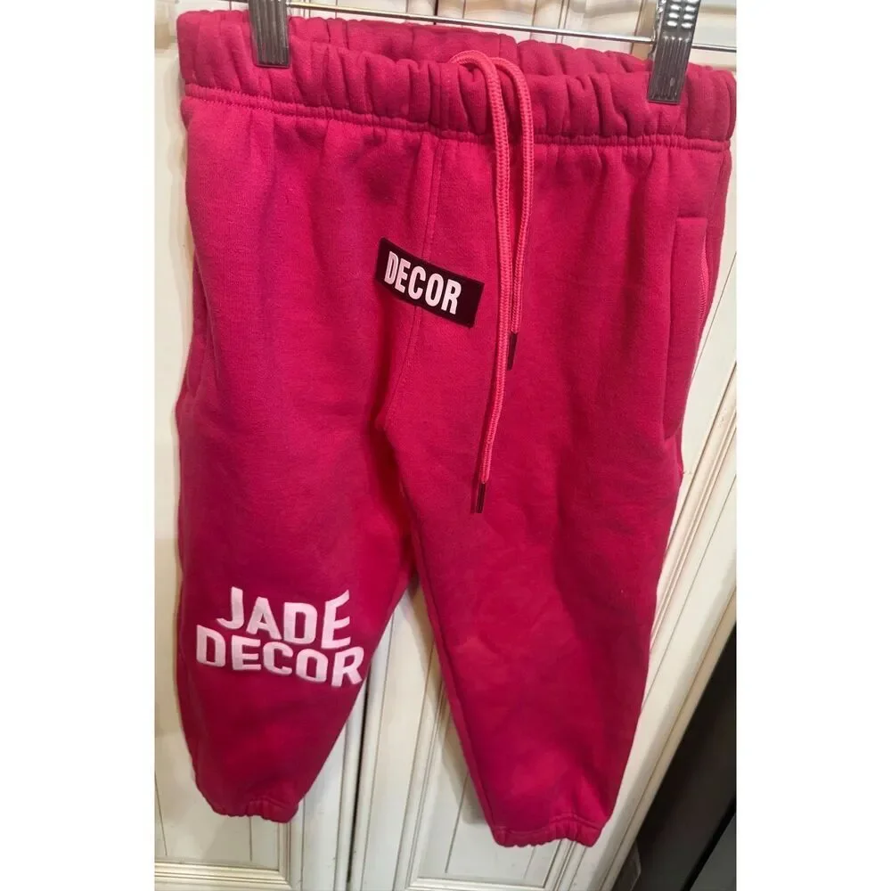 The Jade Collection Girl's 2 Piece Hoodie & Jogger Sweatsuit Set Pink Size 6